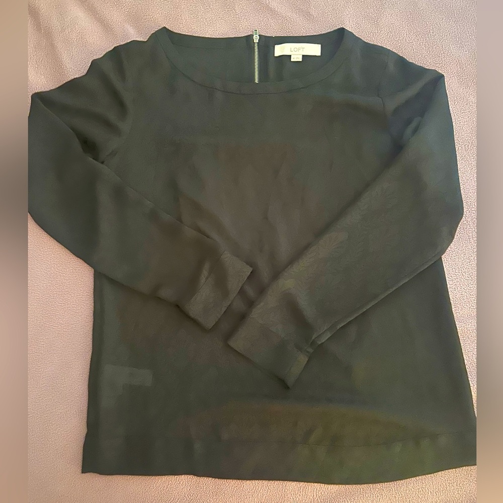 LOFT Elegant Black Textured Blouse